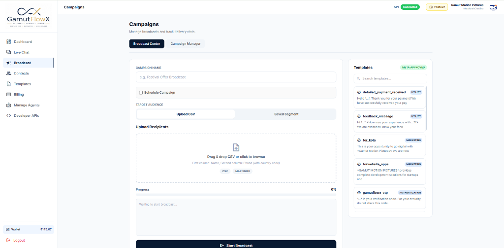 GamutFlowX Broadcast Campaigns