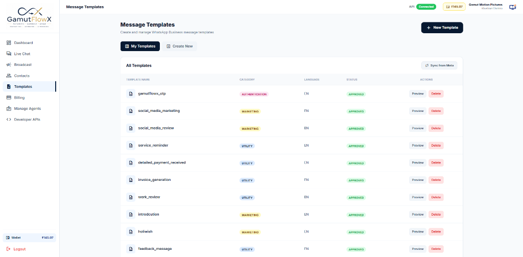GamutFlowX Message Templates Manager